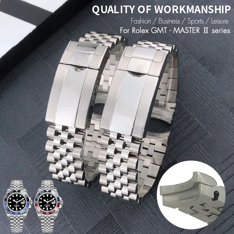 

20mm 904L Solid Stainless Steel Watchband for Rolex GMT - MASTER Ⅱ Batman m1267 m1167 Bracelets Watch Strap Accessories for Men