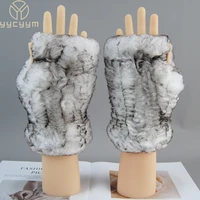 hot sale winter real fur golve women outdoor warm 100 real rex rabbit fur gloves knit thick natural soft rex rabbit fur mittens