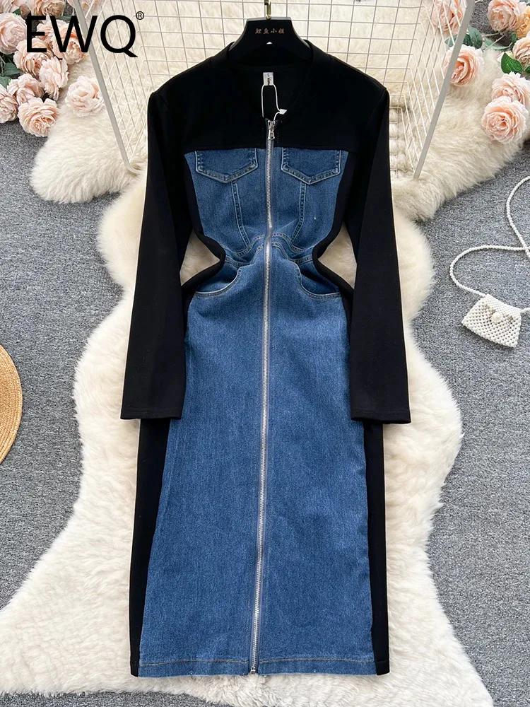 

Женское джинсовое платье-трапеция с высокой талией, на молнии