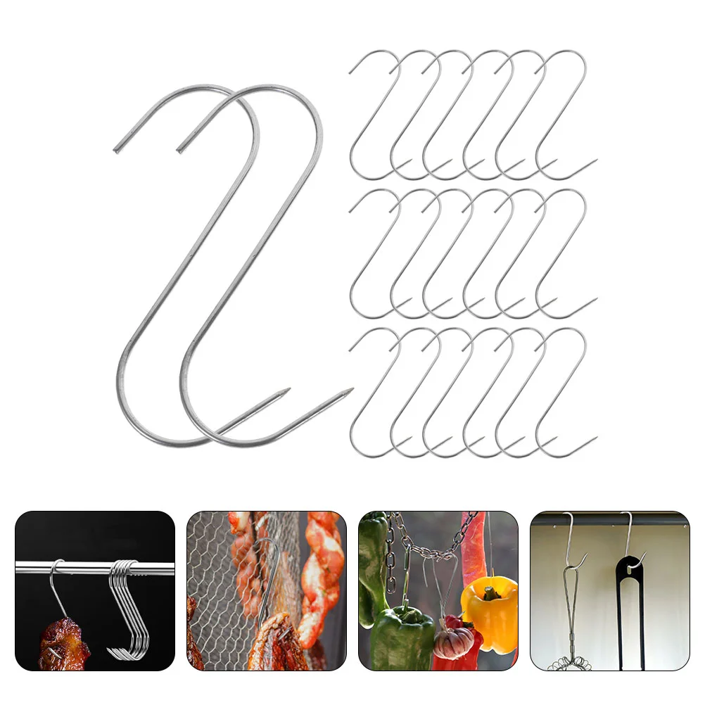 

30 Pcs Pointed Hook Metal Clothes Rack Hooks Stainless Steel Poultry Shaped Meat Hanging Beef Fish Bacon Hangers