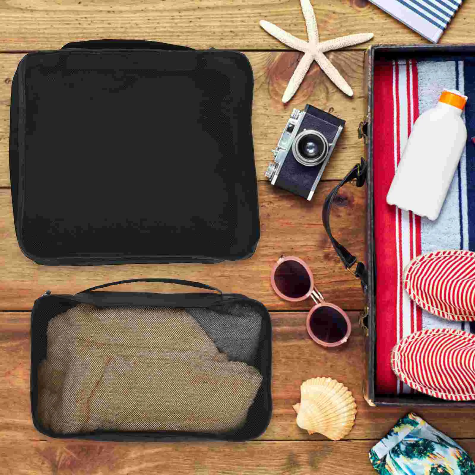 

1 Set of Clothes Organizer Fabric Closet Organizer Luggage Clothing Storage Bags Holder with Clear Window