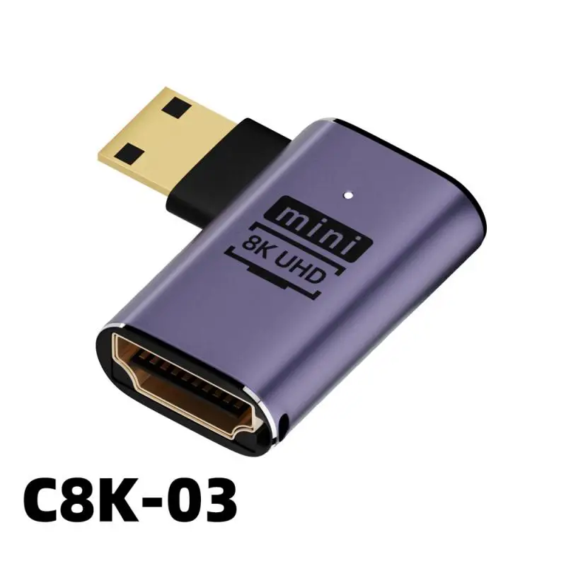HDMI-compatible Adapter 90 270 Degree Right Angle Male to Female Converter 8K Connector Mini / Micro Extender