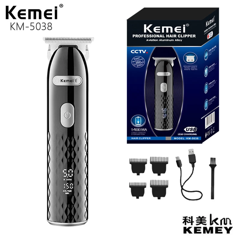 Kemei KM-5038 New Design USB Rechargeable Electric LCD Scree