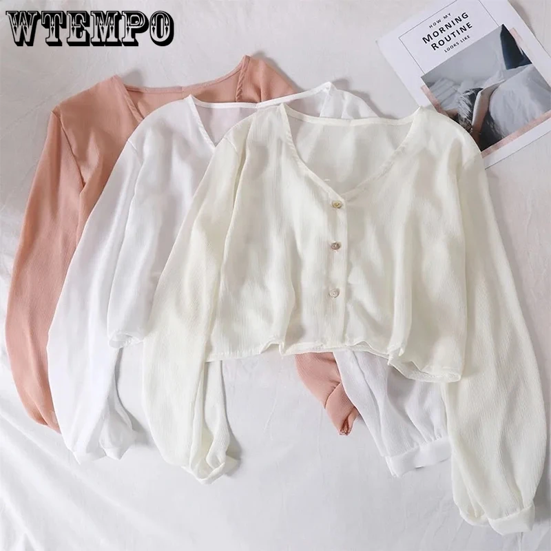 Short Cardigan Sun Protection Clothing Women's Chiffon Outer Jacket Thin Retro Sun Protection Shirt Top Summer New