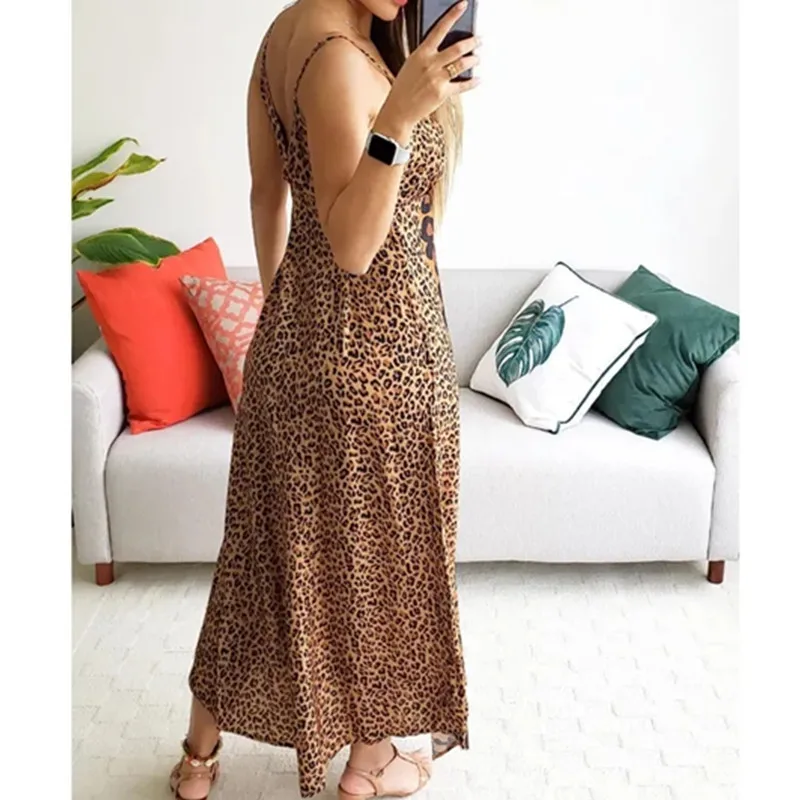 

Sexy V-neck Sleeveless Dress Bottoming Skirt 2022 New Ladies Sling Leopard Print Butterfly Print Dress