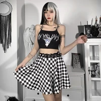 sexy patchwork skirt e girl grunge y2k club wear black skirt 2021 gothic plaid a line mini skirts punk skirt harajuku streetwear