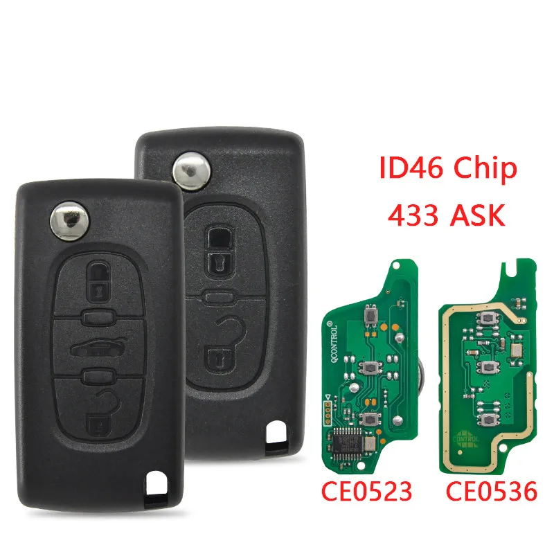 

2pcs Car Remote Key For Peugeot 307 308 2009 408 407 207 2007 SW Citroen C2 C3 CE0536 433 ASK PCF7961 Replace Lot