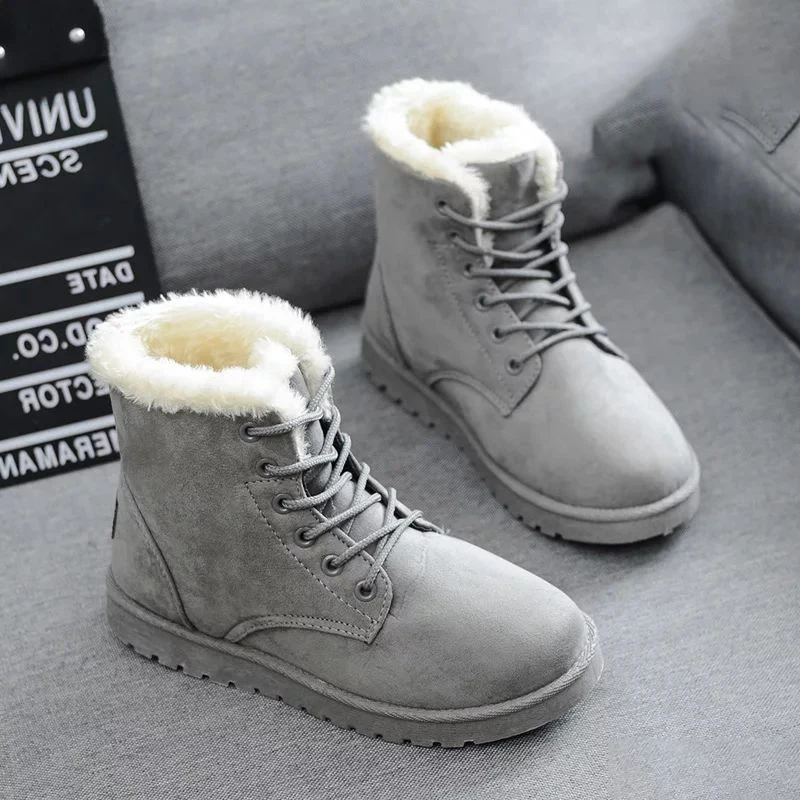 

Women's Fashion Outdoor Winter Non-Slip Waterproof Snow Boots Women Thickened Flat Shoes Casual Wear-Resistant Warm Fleece Boots