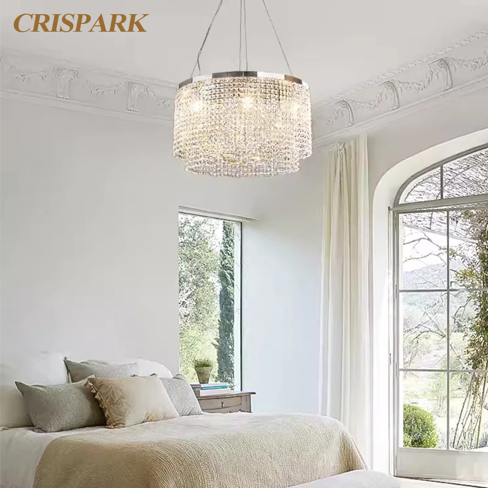 Современная люстра для гостиной прозрачная хрустальная круглая лампы фойе