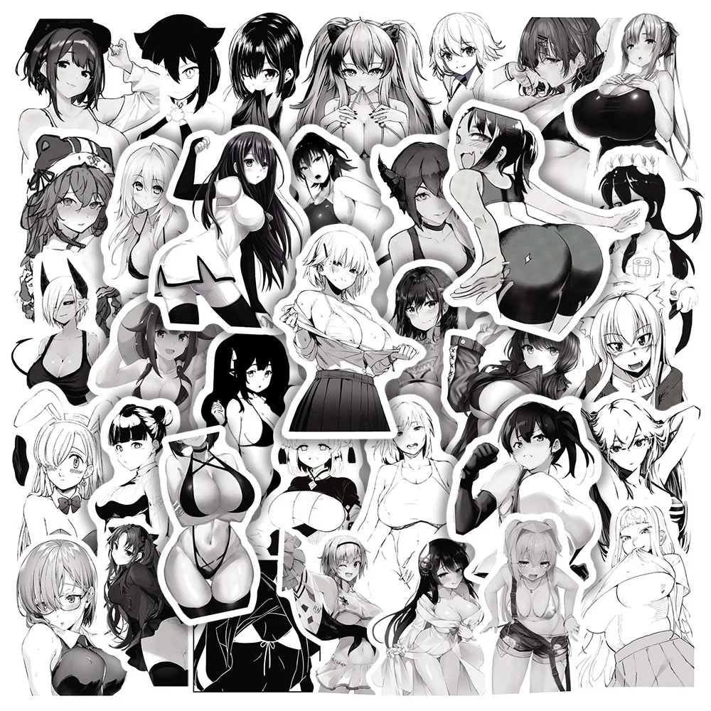 10/30/50/100 шт. стикеры Waifu Hentai Sexy Girl s граффити для ноутбука мотоцикла черно-белые
