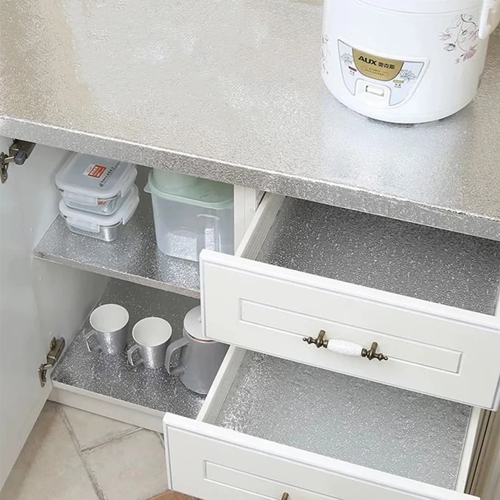 multi kitchen oil proof sticker self adhesive wallpaper waterproof anti fouling aluminum foil stove cabinet drawer sticker free global shipping