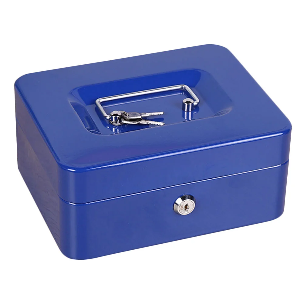 

Boxstorage Safe Fire Retardant Key Cash Lockcase Fireproofmetal Decorative Holder Bill Container Saving Money Iron Blue Keepsake