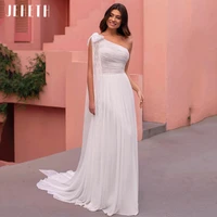 jeheth one shoulder lace chiffon beach wedding dresses for women 2022 sexy a line bridal gowns with bows custom vestido de novia