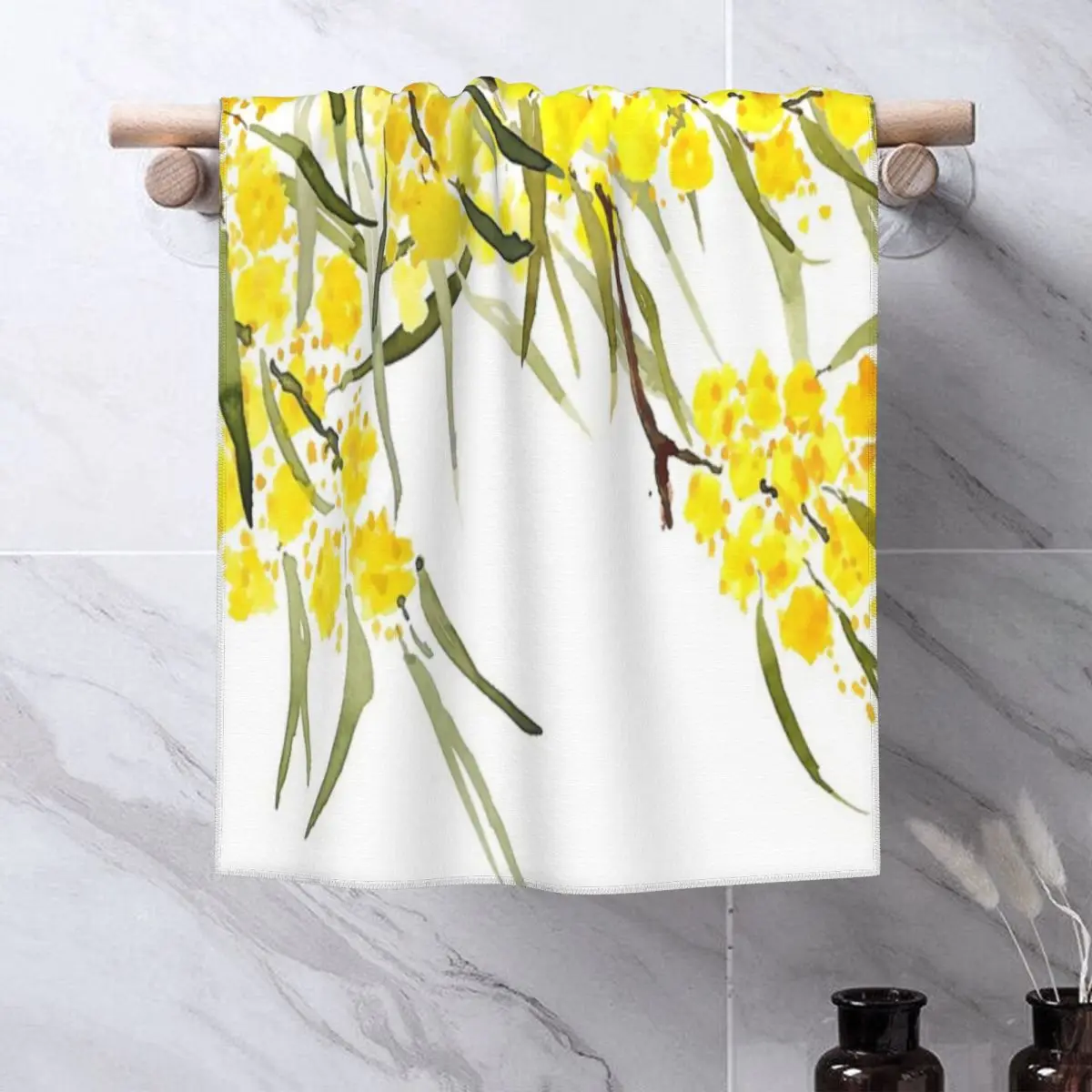 

Golden Wattle Flower Watercolor Towels Face Towel Sauna Bath Towel Towel For Hair Quick-Drying Towel
