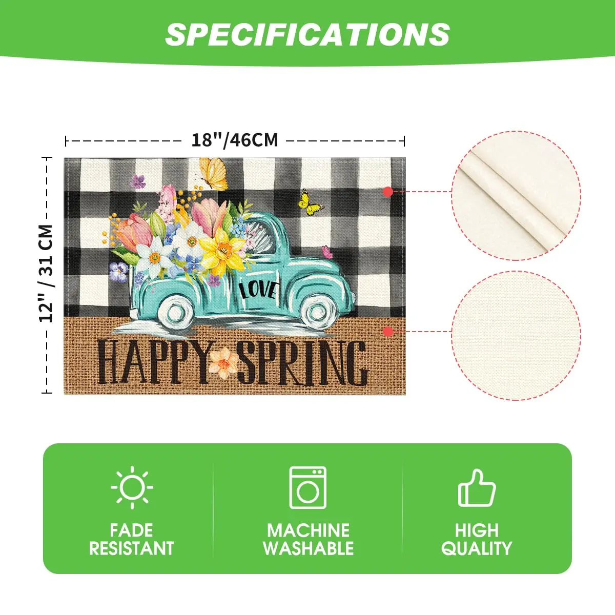 Коврики Truck Flowers Happy Spring из хлопка набор 4 штук