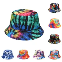 womens double sided gradient bucket hat men bob tie dye panama hip hop caps foldable beach sun fishing fisherman hat fashion