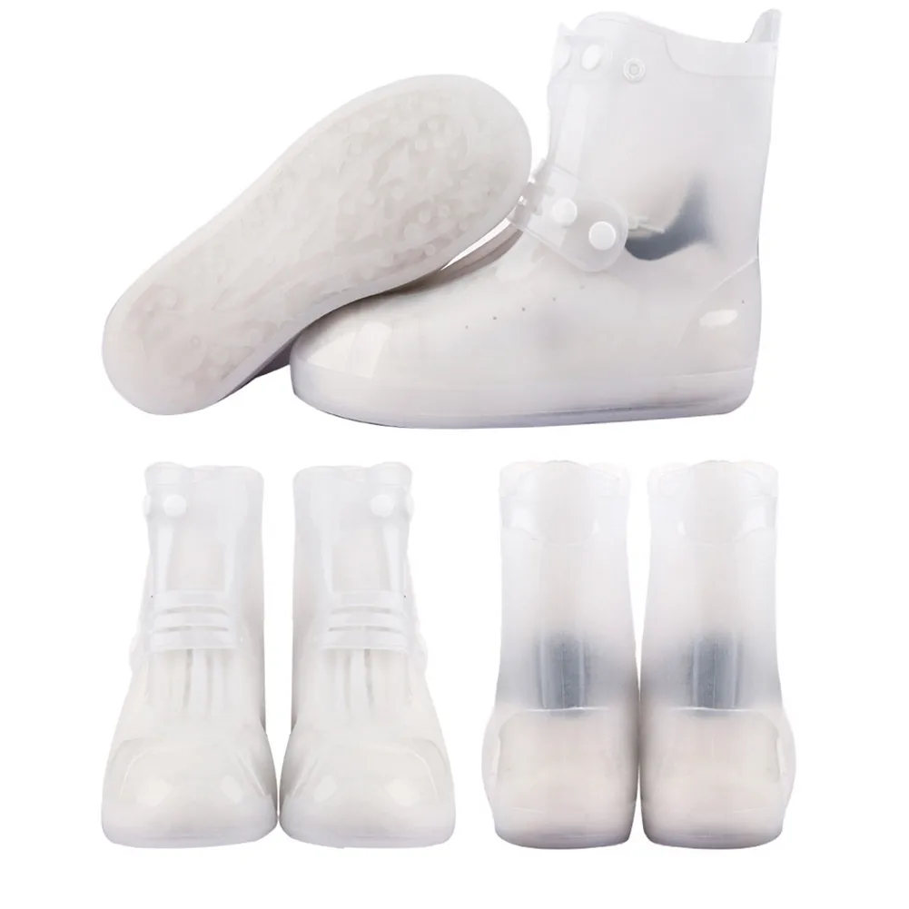 

1 Pairs Reusable Rain Shoe Covers Foldable Waterproof Non-Slip Double Snaps Rubber Stretchable Tear-resistant Boots Covers