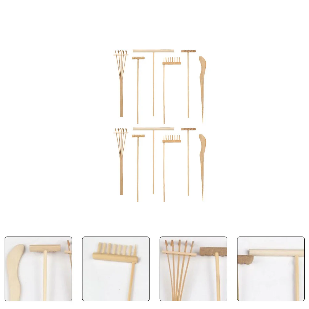 

Mini Tools Rake Garden Zen Sand Mini Sandbox Tool Rakes Tools Decor Miniature Rock Bamboo Desktop Kit Play Accessories Japanese
