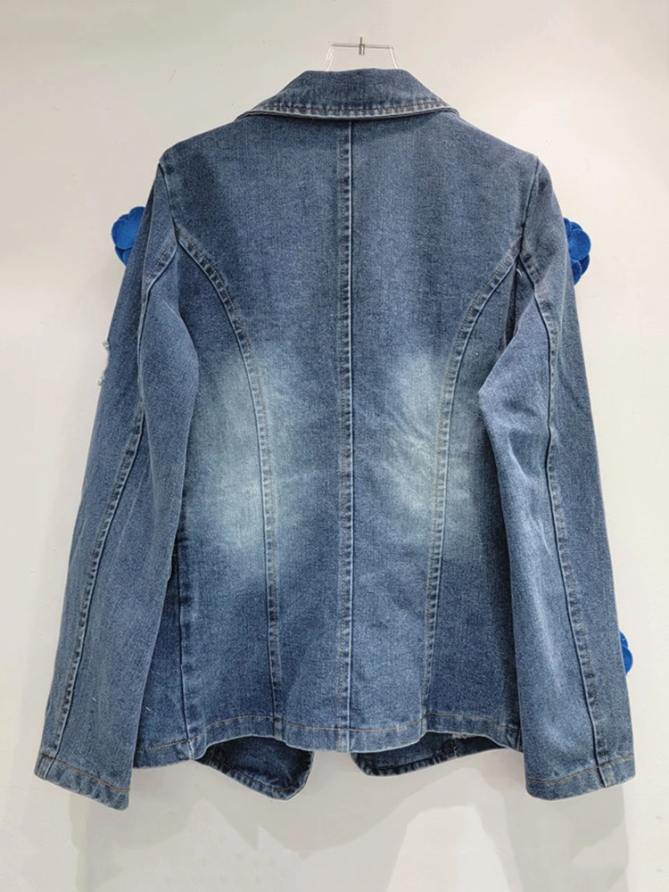 Женский Джинсовый блейзер с отложным воротником DEAT свободный винтажный длинными