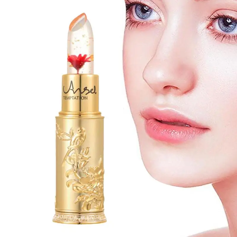 

Увлажняющий блеск для губ, прозрачная губная помада с цветком желе, температурная смена цвета, водонепроницаемый макияж, бальзам для губ, косметический инструмент для макияжа