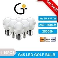 1 10 energy efficient led bulbs g45 e14 e27 ac220v 240v 3w 5w 6w 7w 3000k 4000k 6000k 220 led golf bulb lamp for home decoration