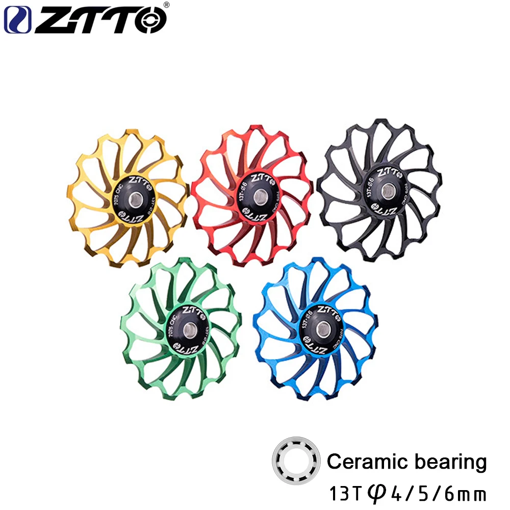 

Задний переключатель ZTTO для велосипеда 13T, Jockey Wheel AL7075, CNC керамический подшипник, шкив, направляющий ролик для горного и дорожного велосипеда, 4 мм, 5 мм, 6 мм