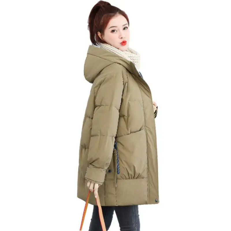 Down Padded Jacket Women's Mid-length Winter 2022 New Korean Version Loose Thickened Padded Jacket Casual Ladies Padded Jacket