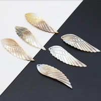 wholesale20pcs natural shell black wing pendant beads for jewelry makingdiy necklace earring accessories charm gift party16x50mm