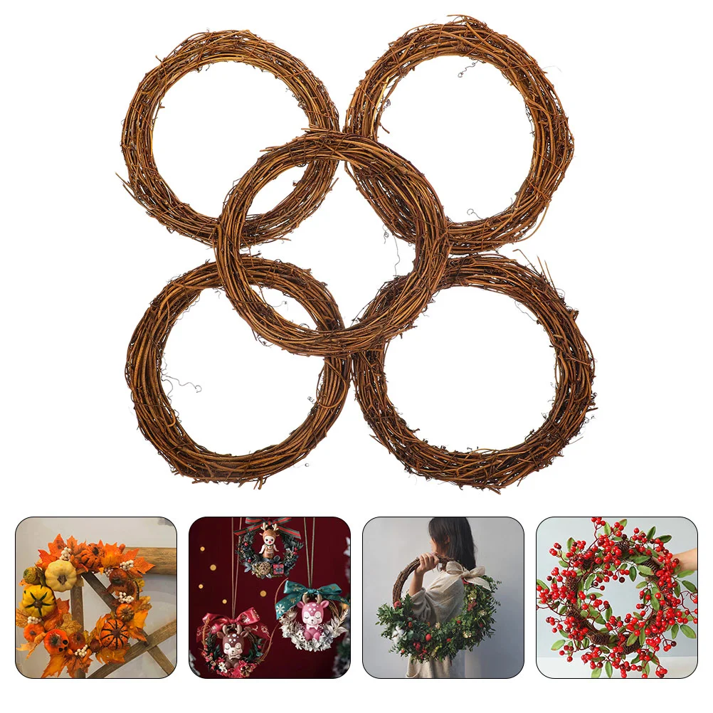 

5 Pcs Decorate Rattan Garland Circle Frame Grapevine Wreaths Ring Festival DIY Circles