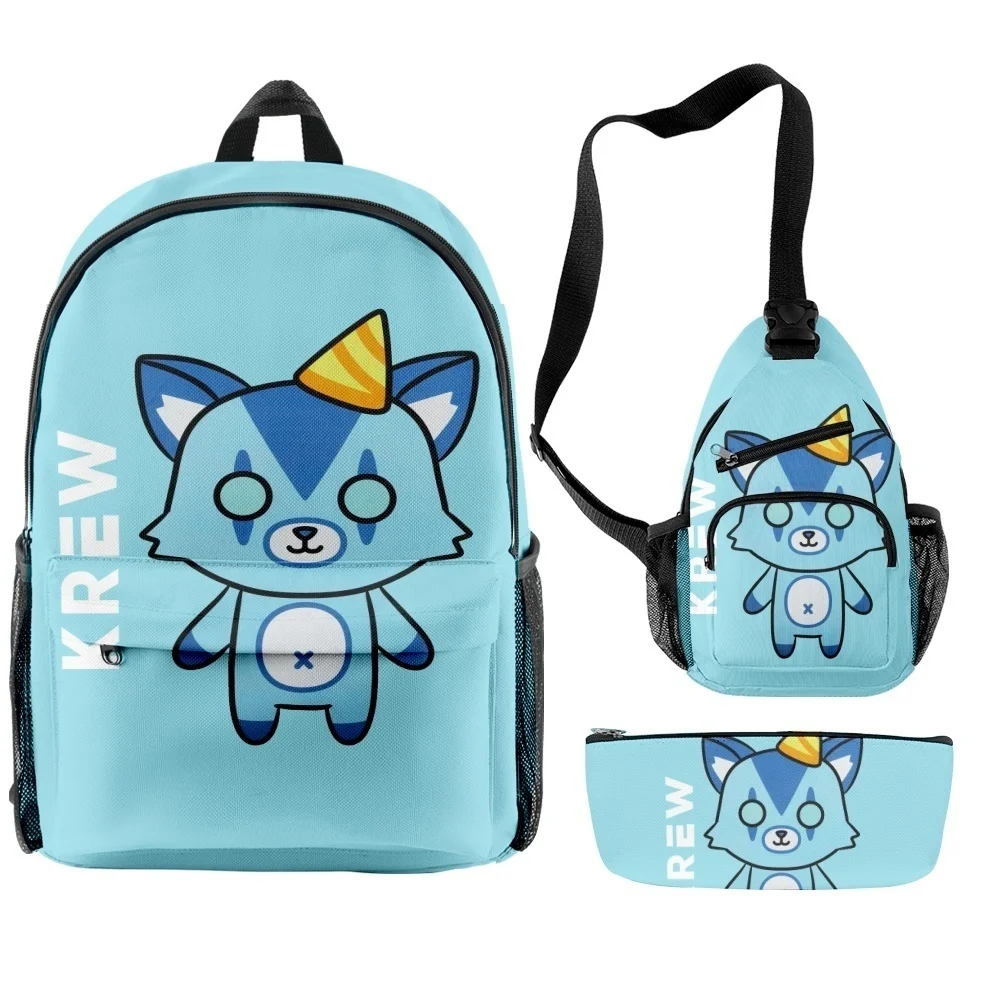 

New ItsFunneh Krew District Merch 3pcs/set Backpack 2023 Casual Style School Bag Women Men Girls Boys Unisex Bag