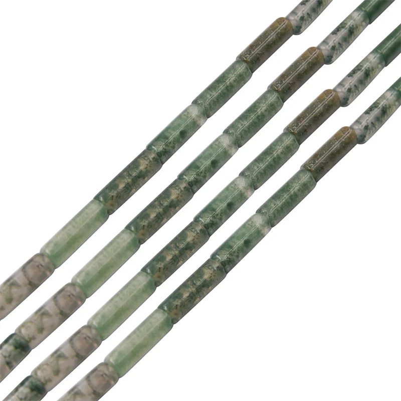 

Moss Agate Natural Stone Beads Strand Tube Cylinder Shape 4x13mm Accessories For Making Bracelet Jewelry DIY Necklace Earrings