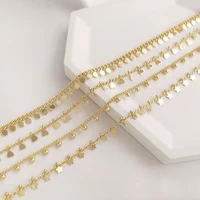 1m brass 14k gold plated gold curb link chains with ball drop disc star heart charms bulk chain for diy jewelry necklace making