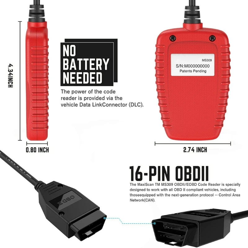 Ручной OBD2 сканер Универсальный OBD II считыватель кодов неисправности автомобиля