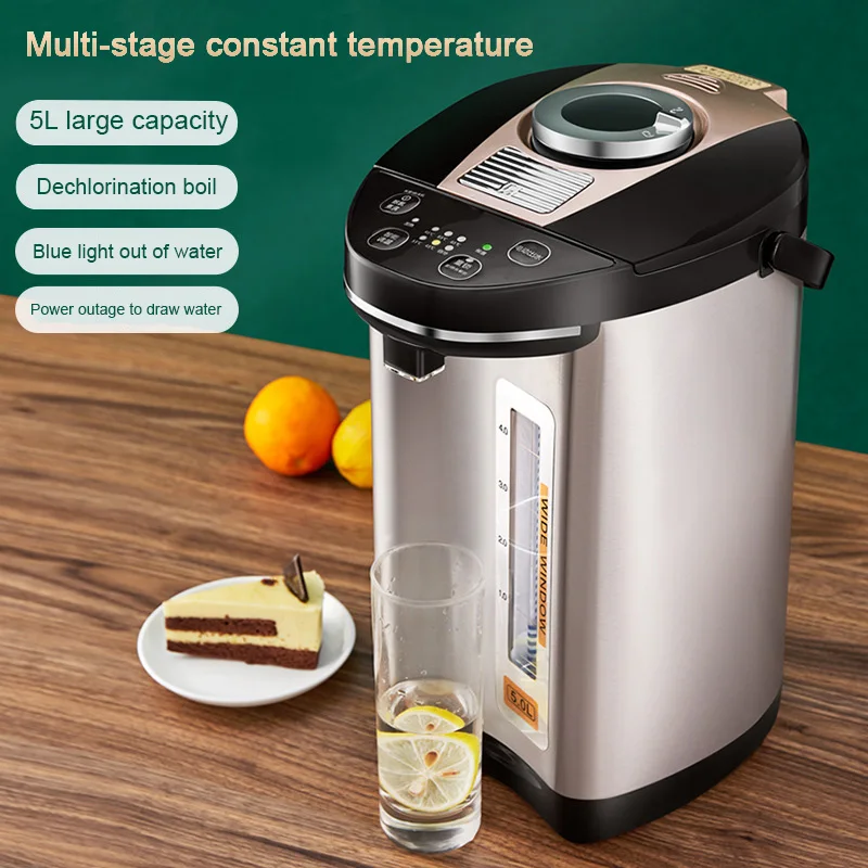 

DMWD Thermal Insulation Electric Kettle Stainless Steel Teapot 5L Constant Temperature Heating Hot Water Boiler Heater Bottle EU