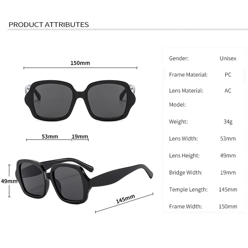 OVOYAN большие квадратные солнцезащитные очки для женщин 2024 модные простые в стиле