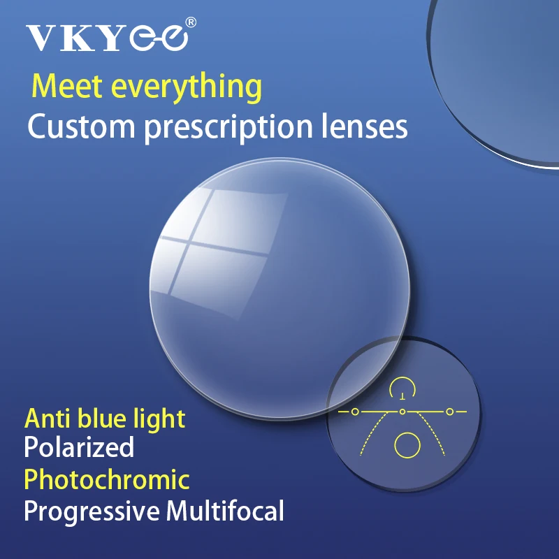 VKYEE-gafas graduadas personalizadas CR39, lentes ópticas con luz azul, lente Multifocal progresiva, 1,56/1,61/1,67
