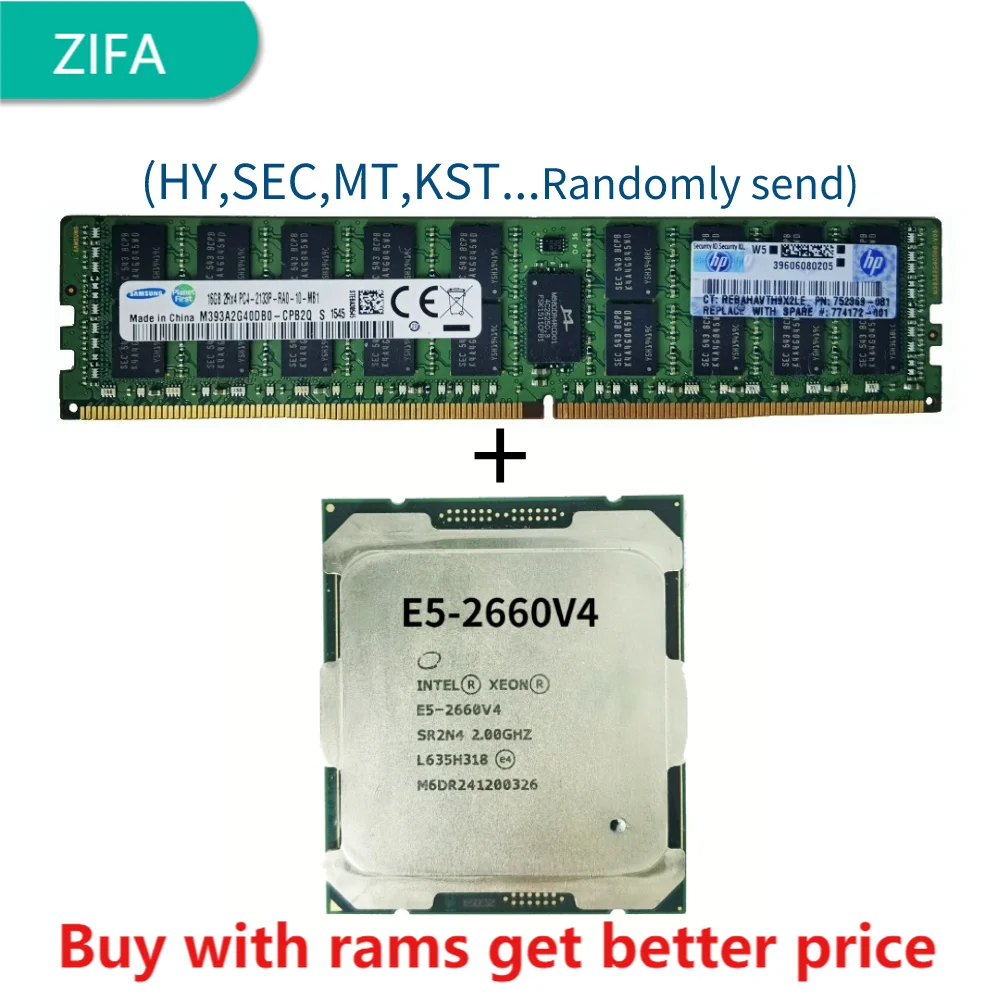 

DDR4 16G 2133Mhz with E5-2660V4 Original E5 2660V4 2.0GHZ 14-Cores 35MB SmartCache E5 2660V4 FCLGA2011-3 105W free shipping