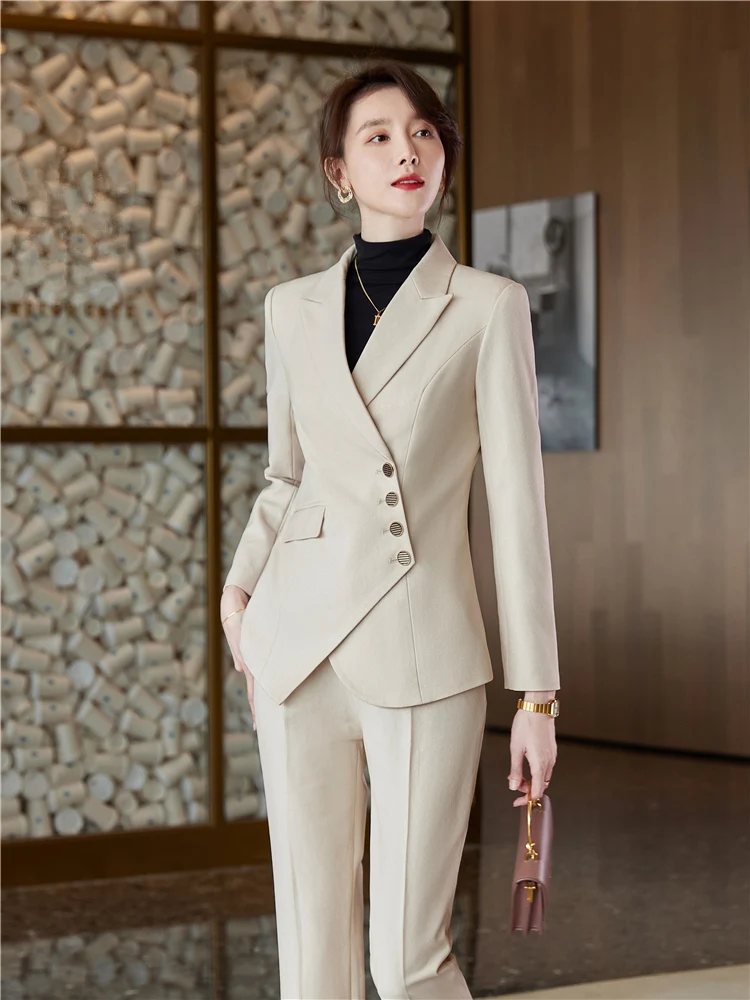 Women's Elegant 2 Pieces Blazer Set Fashion Business Suit Office Wear Formal Blazer Pants Suits Sets 5XL
