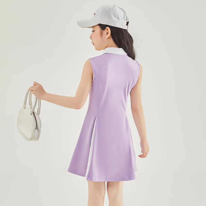 Детское платье-поло без рукавов ZOETOP корейское летнее цельное платье в стиле