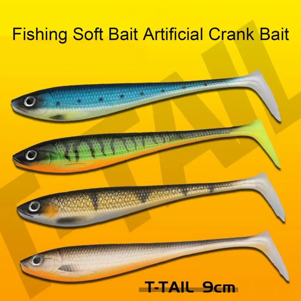 

5Pc 9cm Lure Bait 3D Fisheye Simulation Design Realistic Tempting Angling Plastic Road Bait T-tail Soft Lure Outdoor Fishing