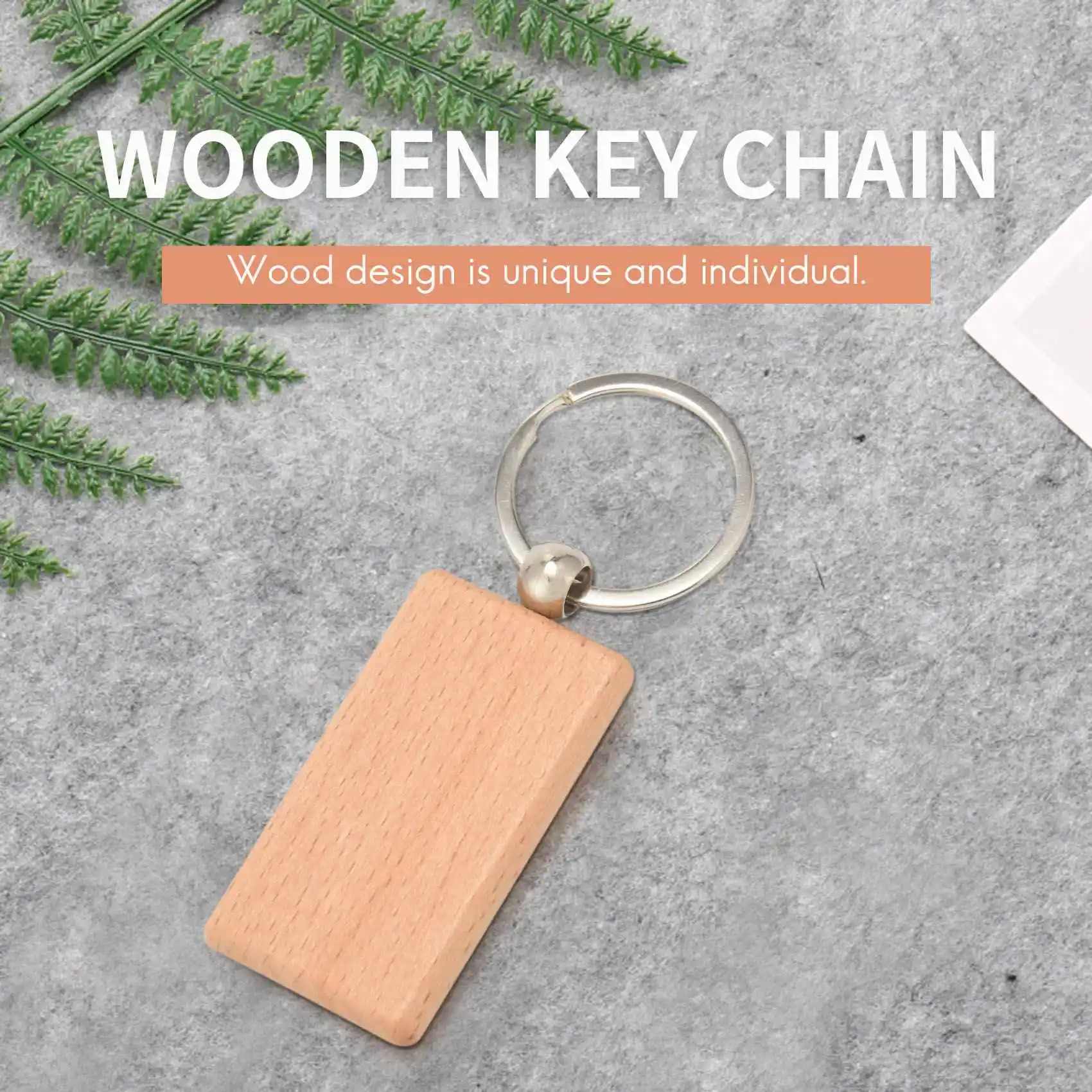

30Pcs Blank Rectangle Wooden Key Chain Diy Wood Keychains Key Tags Can Engrave Diy Gifts