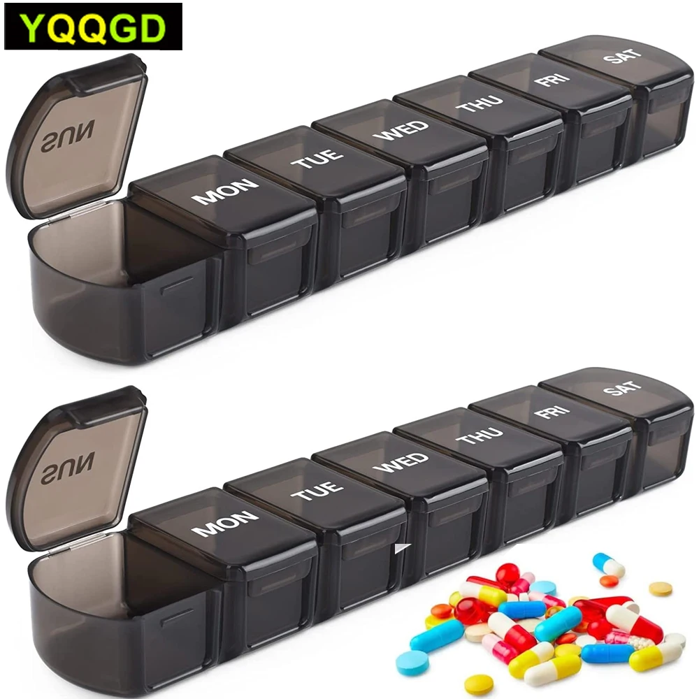 

Large Weekly Pill Organizer,Daily Vitamin Case Box 7 Day with XL Compartment,Travel Medicine Organizer for Liver Oil Supplements