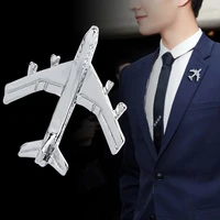 airplane brooches men suit lapel pin vintage mini cute alloy badge sweater jacket decor collar pin gold silver fashion jewelry