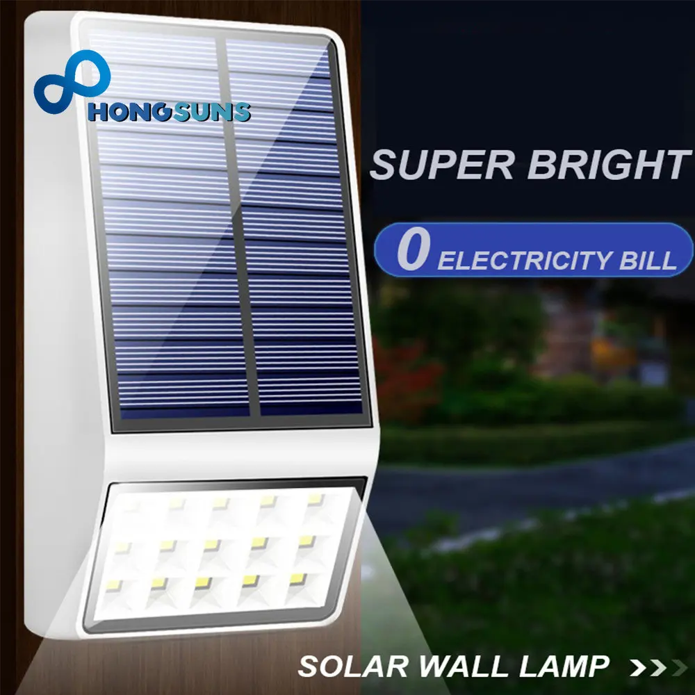 

LED Solar Wall light Brightness Adjustable 15LEDs Waterproof Solar lamp Fence Pathway Street Garden lights Decoration Lighting
