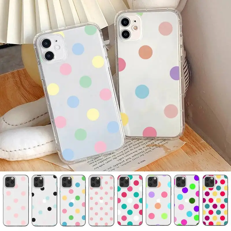

YNDFCNB Colorful Cute Wave Point Phone Case For iPhone 14 13 12 11 Pro Max Mini X Xs XR 6 7 8 Plus SE 2020 Transparent Case