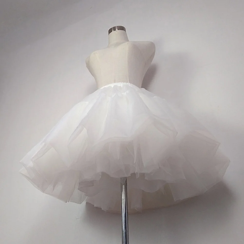 

Bridal Dress Gown Petticoat Womens White Crinoline Lace Flower Girl Tulle Skirt Short