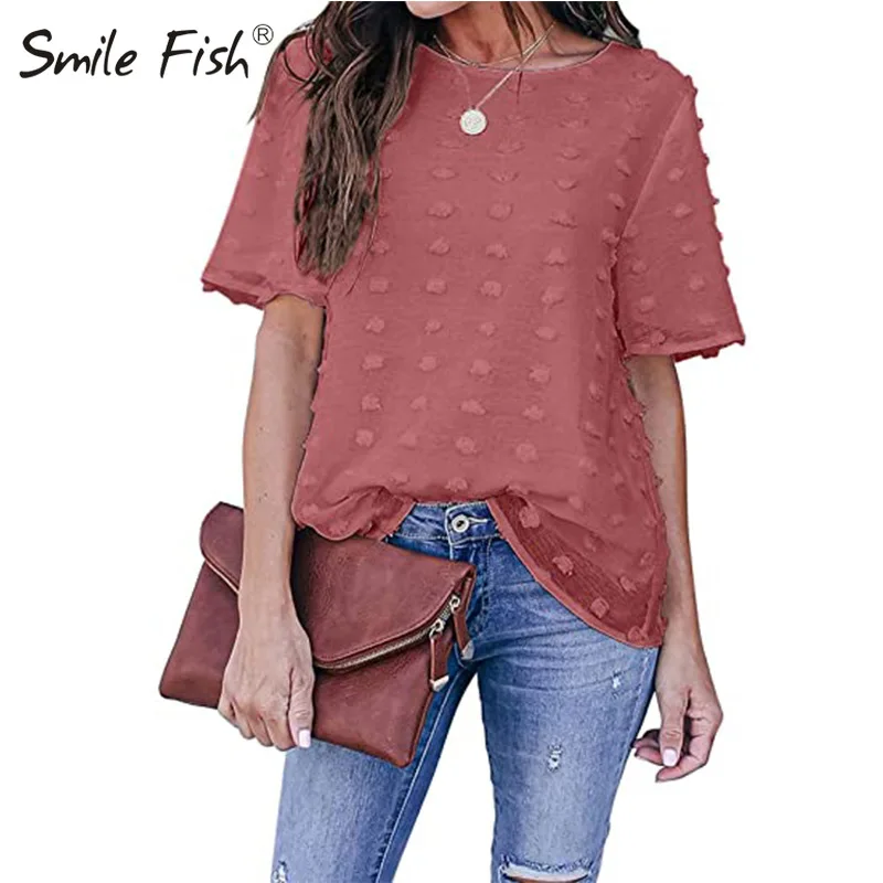 

Women Blusas Mujer Shirts 2022 Solid Girls Blusas Chic New Sexy Jacquard Lace Casual Summer Chiffon Blouses Women Tops G2677