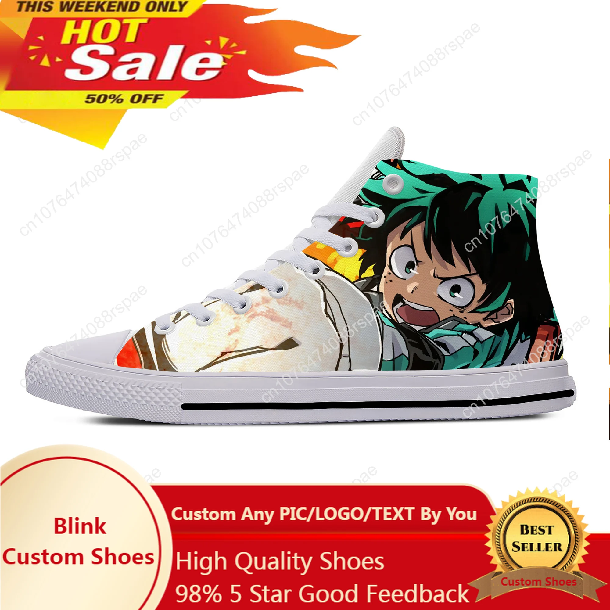 

Anime Hot Manga My Hero Academia Midoriya Izuku Deku Casual Shoes Breathable Men Women Sneakers High Top Lightweight Board Shoes