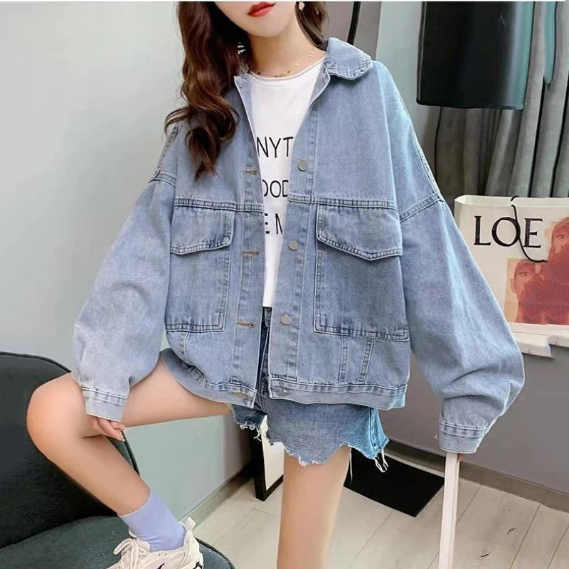 

Spring Autumn Denim Jackets Women's Outwear Fashion Embroidery Loose Korean Casual Jeans Jacket 2023 New Fried Street Tops