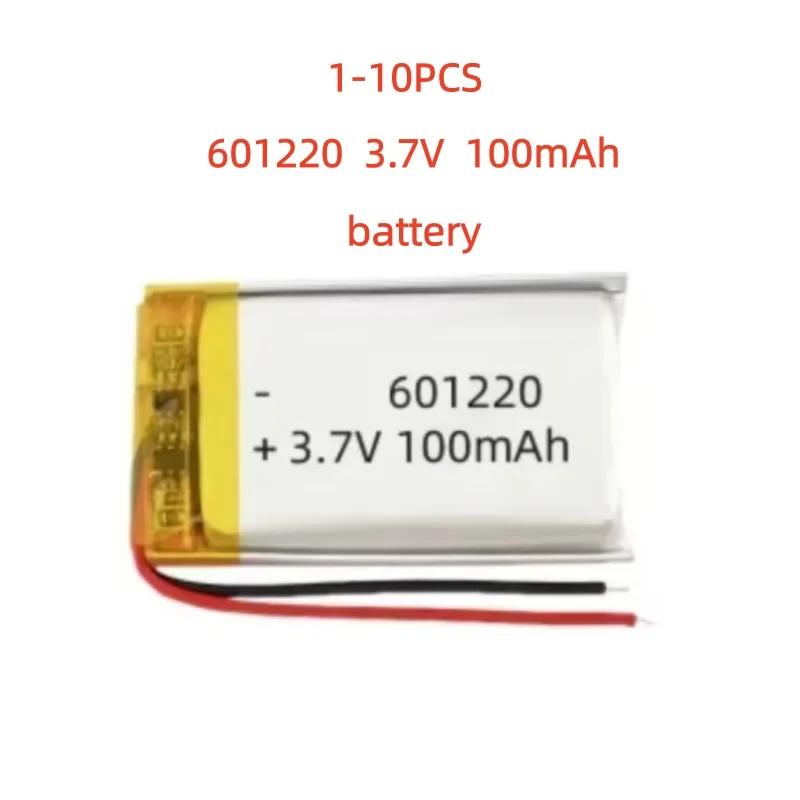 Фото 1-10 шт. Новые аккумуляторы 601220 3.7V 100mAh для гарнитур, видеокамер, часов, MP3-плееров, Bluetooth-наушников, диктофонов, ручек (замена) №1